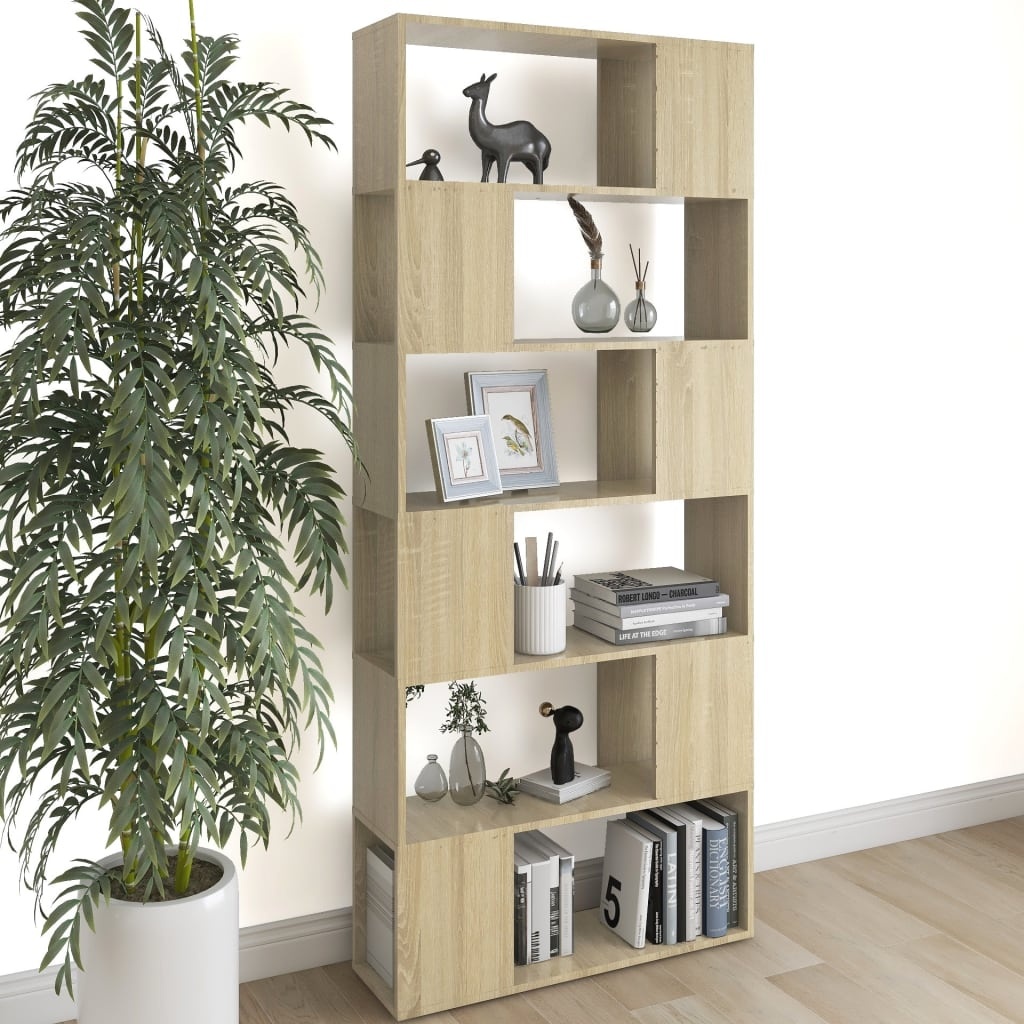 VidaXL Boekenkast/kamerscherm 80x24x186 cm bewerkt hout sonoma eiken