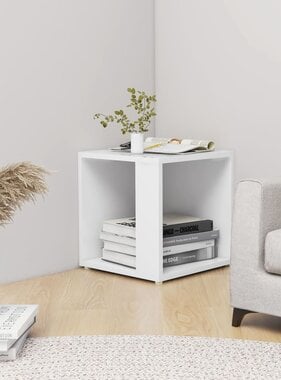 VidaXL Bijzettafel 33x33x34,5 cm bewerkt hout wit