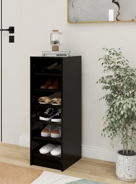 VidaXL Schoenenkast 31,5x35x90 cm bewerkt hout zwart