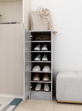 VidaXL Schoenenkast 32x35x92 cm bewerkt hout betongrijs