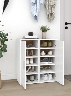 VidaXL Schoenenkasten 2 st 32x35x70 cm bewerkt hout wit