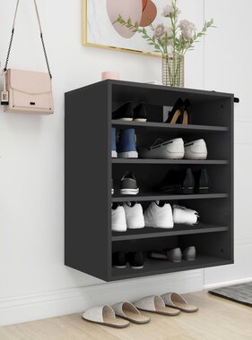 VidaXL Schoenenkast 60x35x70 cm bewerkt hout zwart