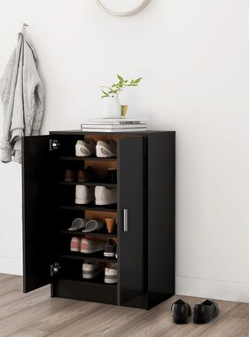 VidaXL Schoenenkast 60x35x92 cm spaanplaat zwart