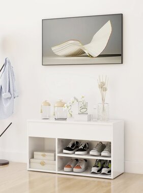 VidaXL Schoenenbank 80x30x45 cm bewerkt hout hoogglans wit