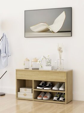 VidaXL Schoenenbank 80x30x45 cm bewerkt hout sonoma eikenkleurig