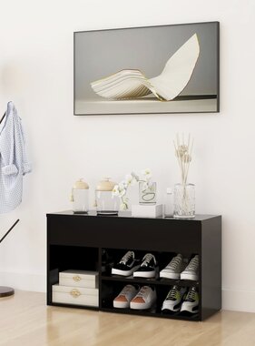 VidaXL Schoenenbank 80x30x45 cm spaanplaat zwart