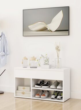 VidaXL Schoenenbank 80x30x45 cm bewerkt hout wit