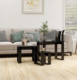 VidaXL 3-delige Tafeltjesset bewerkt hout zwart