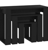 VidaXL 3-delige Tafeltjesset bewerkt hout zwart