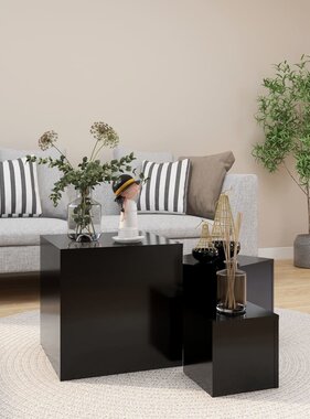 VidaXL Bijzettafels 3 st bewerkt hout zwart