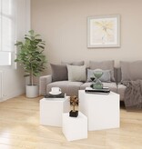 VidaXL Bijzettafels 3 st spaanplaat wit