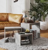 VidaXL 3-delige Tafeltjesset spaanplaat betongrijs