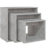 VidaXL 3-delige Tafeltjesset spaanplaat betongrijs