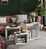 VidaXL 3-delige Tafeltjesset spaanplaat betongrijs