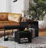 VidaXL 3-delige Tafeltjesset spaanplaat zwart