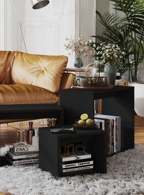 VidaXL 3-delige Tafeltjesset spaanplaat zwart