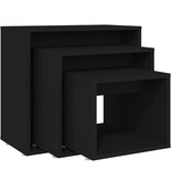 VidaXL 3-delige Tafeltjesset spaanplaat zwart