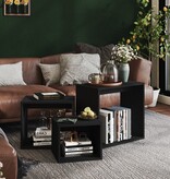 VidaXL 3-delige Tafeltjesset spaanplaat zwart