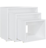 VidaXL 3-delige Tafeltjesset bewerkt hout wit