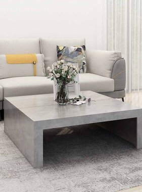 VidaXL Salontafel 100x100x35 cm bewerkt hout betongrijs