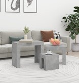 VidaXL 3-delige Tafeltjesset bewerkt hout betongrijs