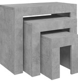 VidaXL 3-delige Tafeltjesset bewerkt hout betongrijs