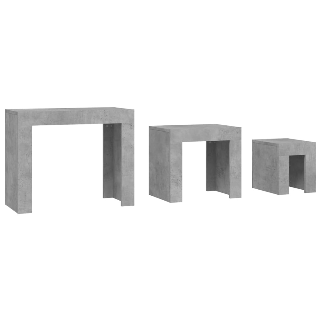 VidaXL 3-delige Tafeltjesset bewerkt hout betongrijs