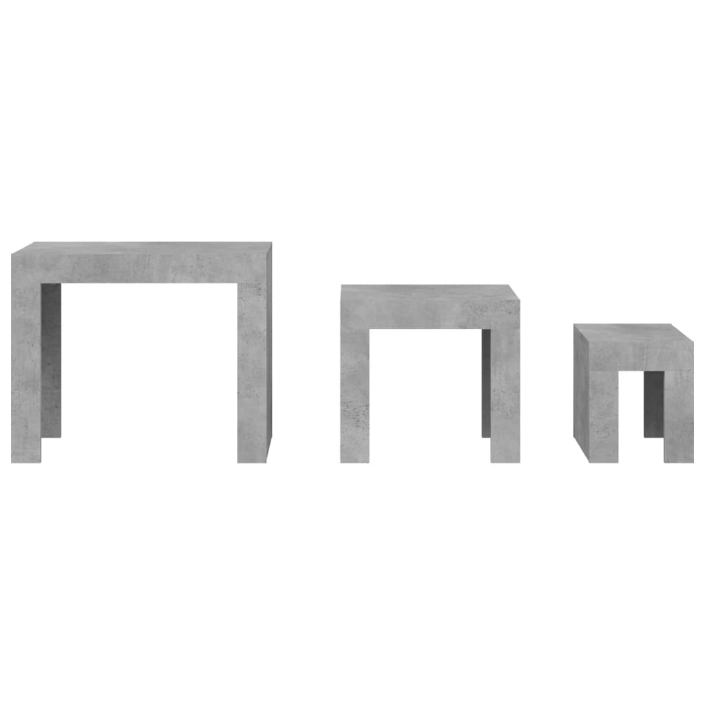 VidaXL 3-delige Tafeltjesset bewerkt hout betongrijs