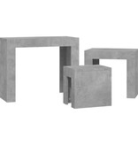 VidaXL 3-delige Tafeltjesset bewerkt hout betongrijs