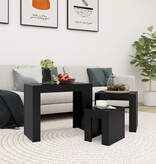 VidaXL 3-delige Tafeltjesset bewerkt hout zwart