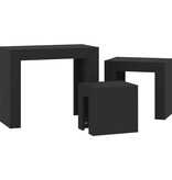 VidaXL 3-delige Tafeltjesset bewerkt hout zwart