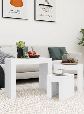 VidaXL 3-delige Tafeltjesset bewerkt hout wit