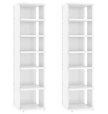 VidaXL Schoenenkasten 2 st 27,5x27x102 cm hoogglans wit
