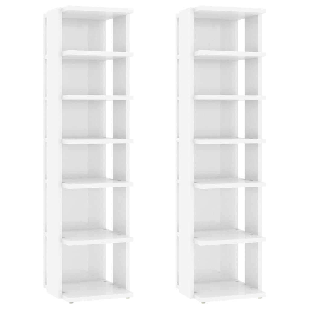 VidaXL Schoenenkasten 2 st 27,5x27x102 cm hoogglans wit