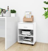 VidaXL Rolkast 46x36x59 cm bewerkt hout hoogglans wit