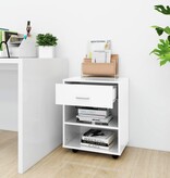 VidaXL Rolkast 46x36x59 cm bewerkt hout hoogglans wit