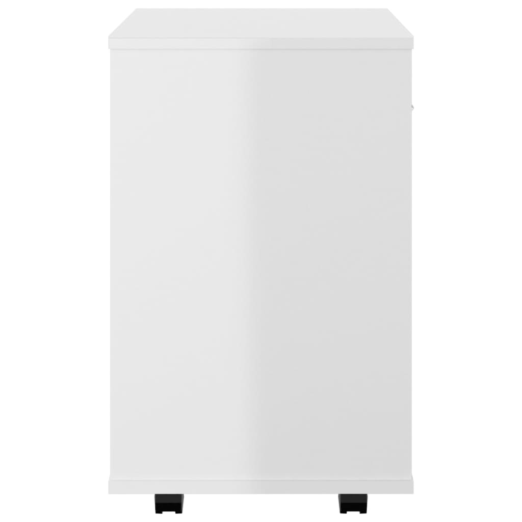 VidaXL Rolkast 46x36x59 cm bewerkt hout hoogglans wit