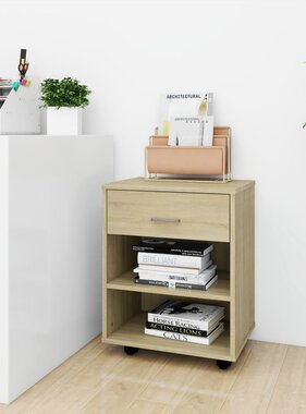 VidaXL Kast verrijdbaar 46x36x59 cm spaanplaat sonoma eikenkleurig