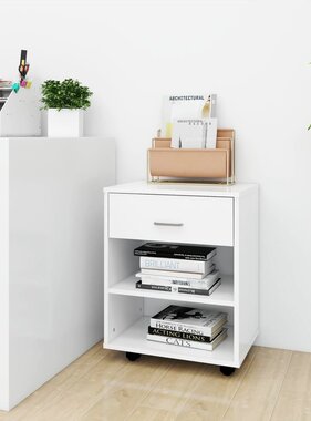 VidaXL Rolkast 46x36x59 cm bewerkt hout wit