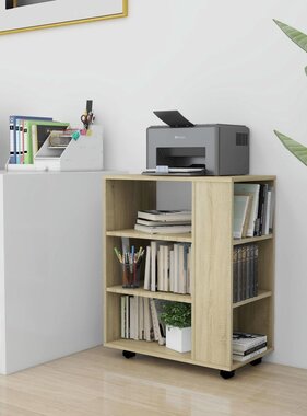 VidaXL Kast verrijdbaar 60x35x75 cm spaanplaat sonoma eikenkleurig