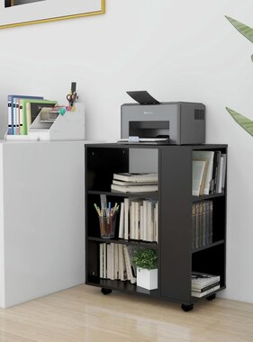 VidaXL Kast verrijdbaar 60x35x75 cm spaanplaat zwart