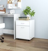 VidaXL Rolkast 45x38x54 cm bewerkt hout hoogglans wit