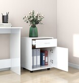 VidaXL Rolkast 45x38x54 cm bewerkt hout hoogglans wit