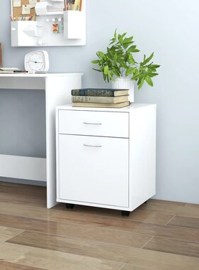 VidaXL Rolkast 45x38x54 cm bewerkt hout wit