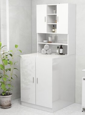 VidaXL Wasmachinekast 70,5x25,5x90 cm hoogglans wit