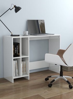 VidaXL Bureau 102,5x35x75 cm bewerkt hout hoogglans wit