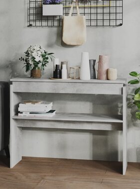VidaXL Wandtafel 102x30x80 cm spaanplaat betongrijs