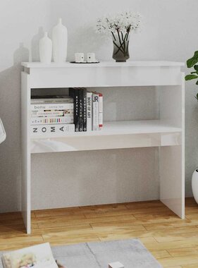 VidaXL Wandtafel 80x30x80 cm bewerkt hout hoogglans wit