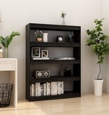 VidaXL Boekenkast/kamerscherm 100x30x135,5 cm massief grenenhout zwart