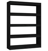 VidaXL Boekenkast/kamerscherm 100x30x135,5 cm massief grenenhout zwart